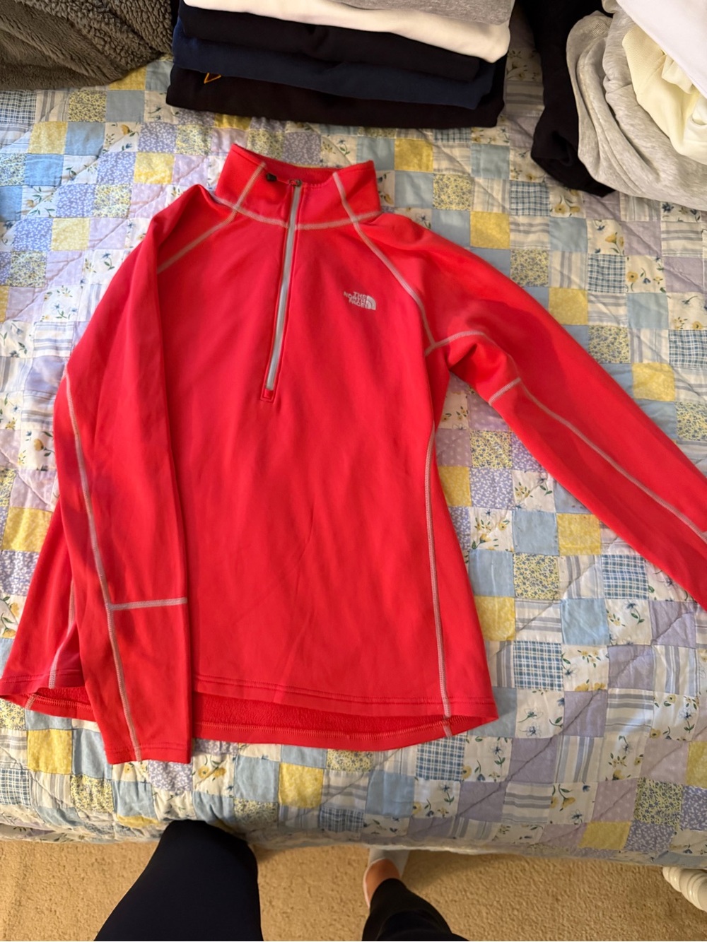 The North Face Women's Red Long-Sleeve 1/4 Zip Sweater